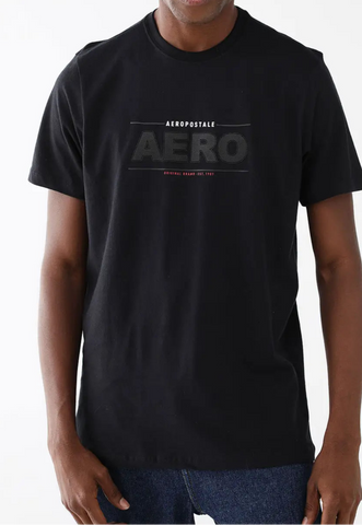 CAMISETA MASC MC SILKADA AEROPOSTALE PRETO