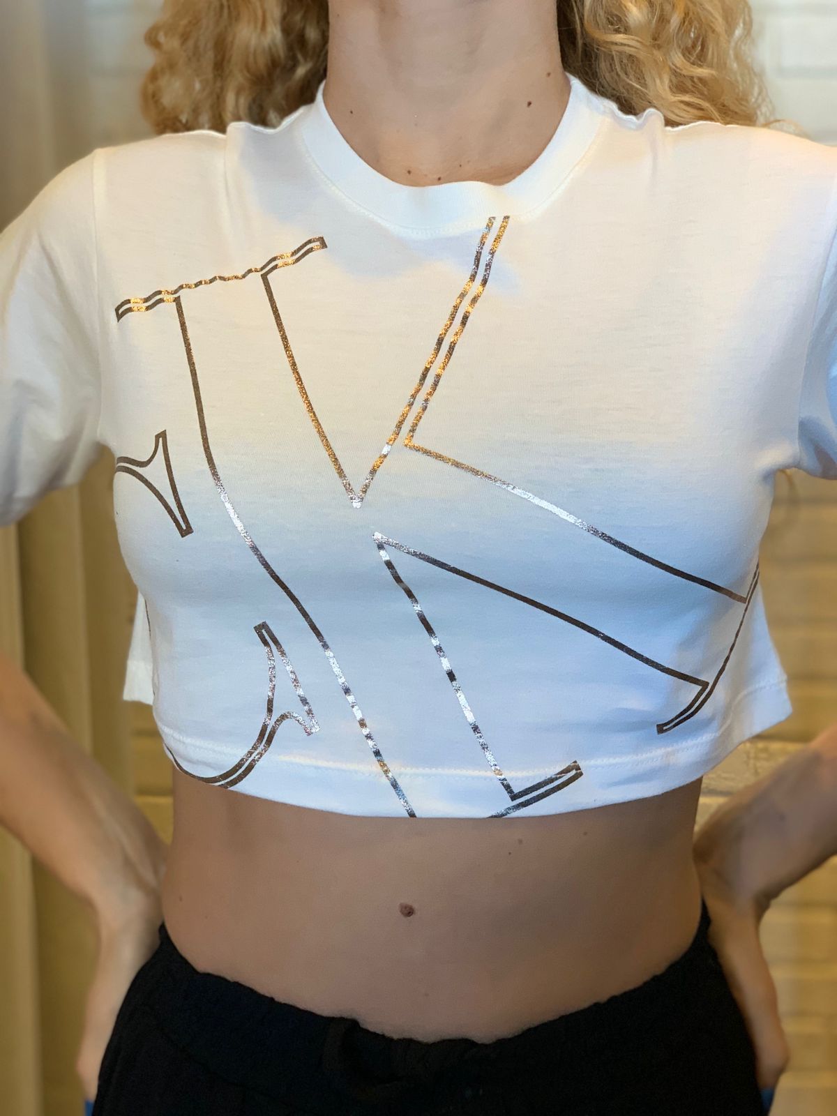 BLUSA FEM CKJ KIDS LOGO FOIL OFF WHITE