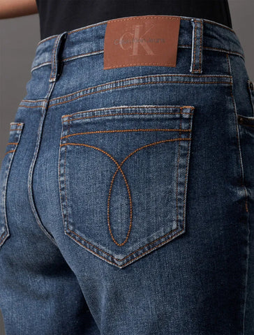BERMUDA CKJ FEM JEANS MEIO COXA AZUL MEDIO