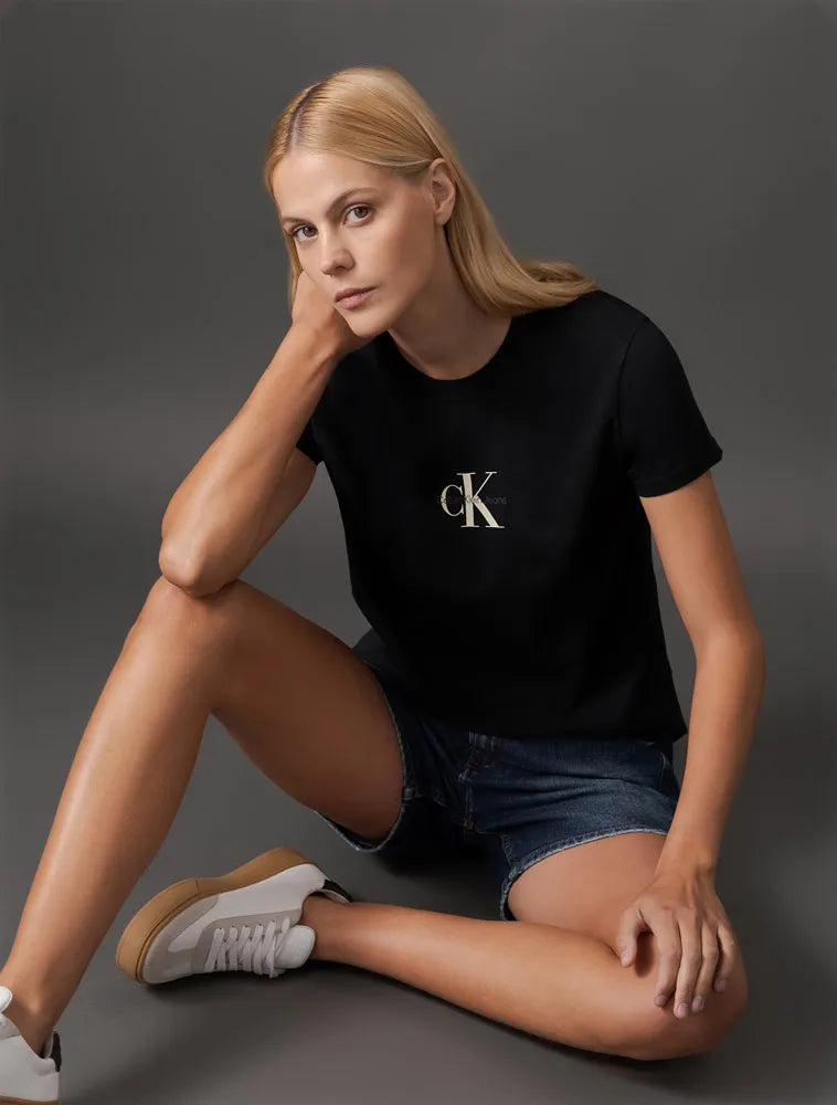 BERMUDA CKJ FEM JEANS MEIO COXA AZUL MEDIO