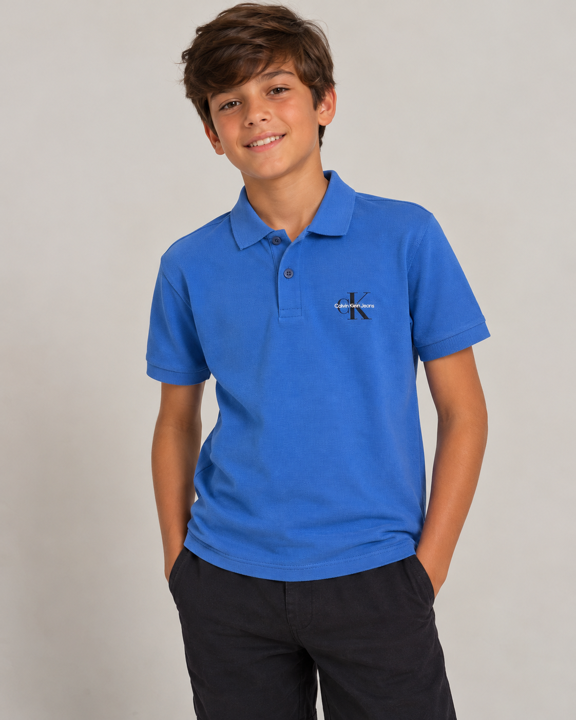 POLO CKJ KIDS MAS LOGO RE ISSUE PEITO INDIGO