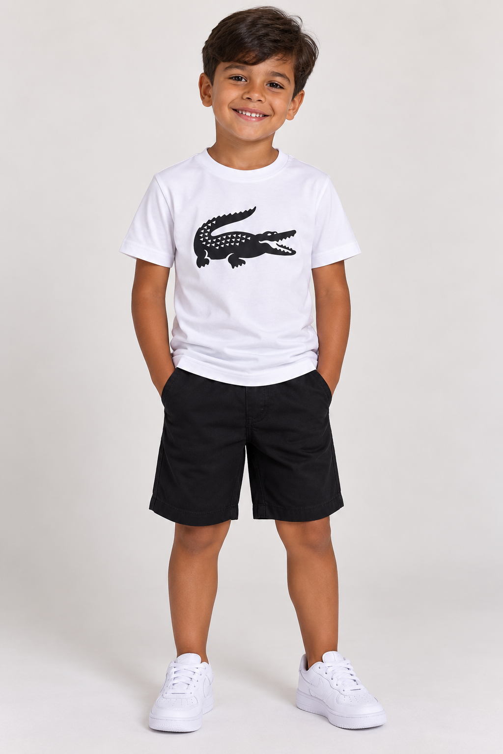 CAMISETA MASC KIDS MC LACOSTE BRANCO AU8