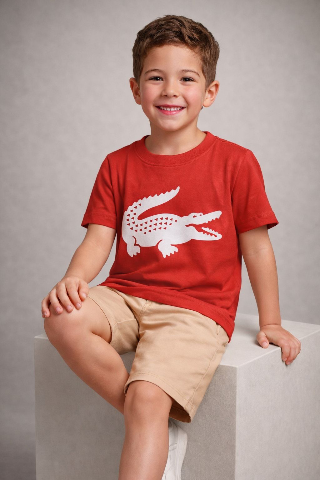 CAMISETA MASC KIDS MC LACOSTE VERMELHO A3F