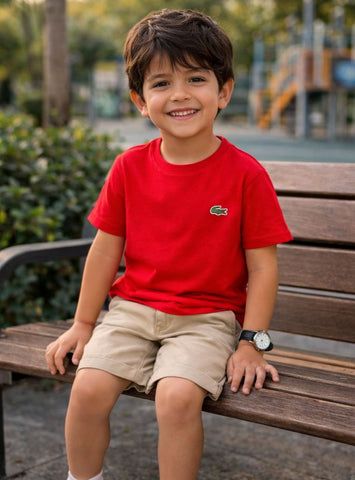 CAMISETA MASC KIDS MC LACOSTE VERMELHO ZBG