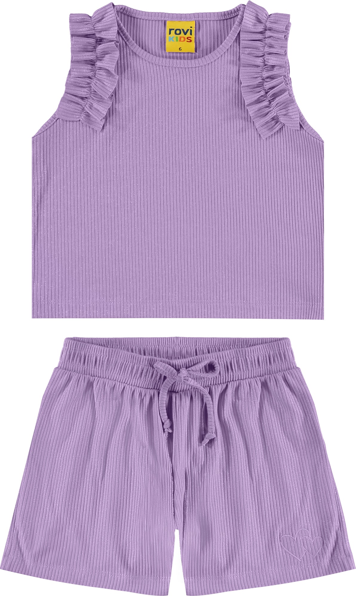CONJ FEM REG BAB E SHORT CANEL LUREX VIOLETA CLARO