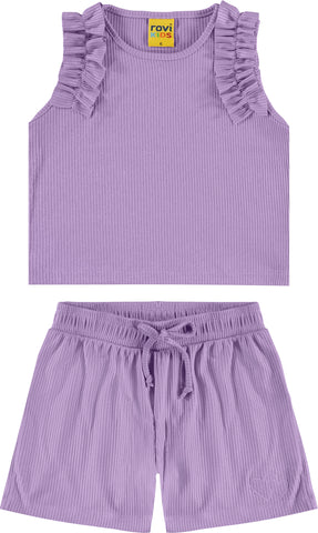 CONJ FEM REG BAB E SHORT CANEL LUREX VIOLETA CLARO