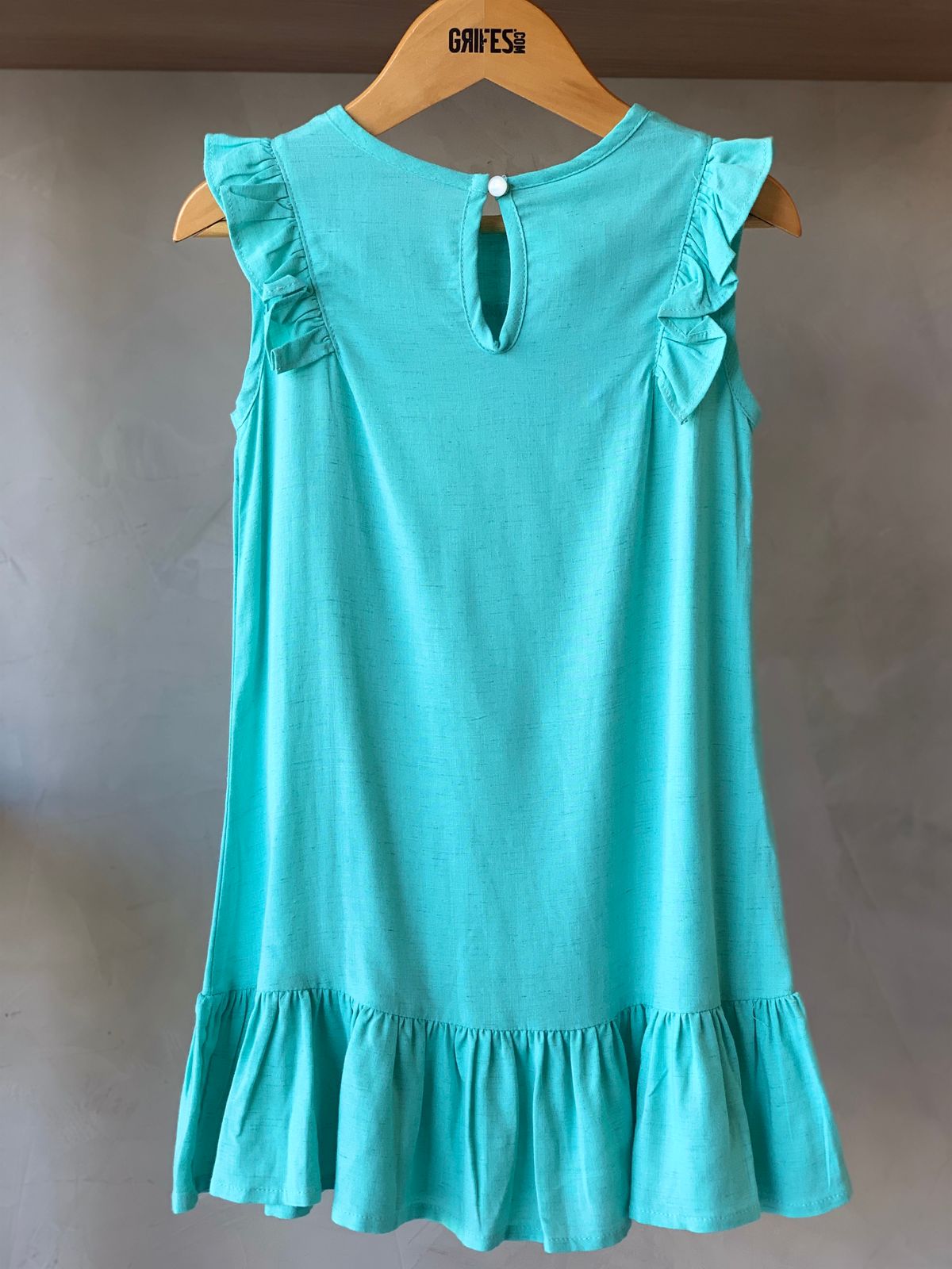 VESTIDO VOIL TRICOLINE C RECORTE BABADO ACQUA