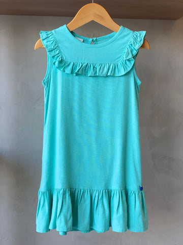 VESTIDO VOIL TRICOLINE C RECORTE BABADO ACQUA