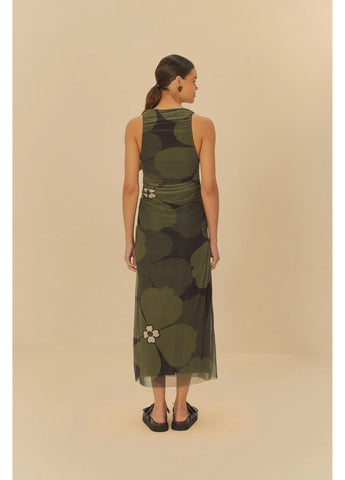 VESTIDO SM TULE FLORBELA FARM PRETO/VERDE