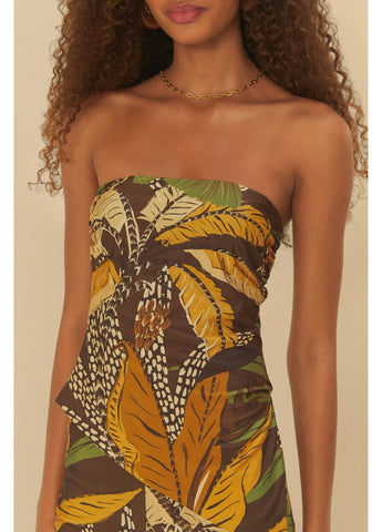 BLUSA FEM FENDA FLORESTA SKETCH MARROM