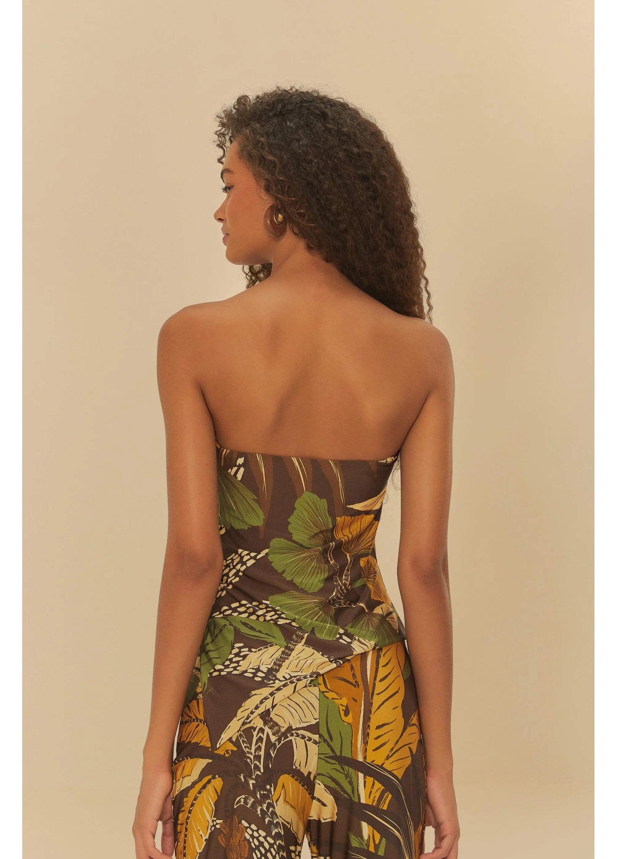 BLUSA FEM FENDA FLORESTA SKETCH MARROM