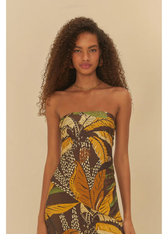 BLUSA FEM FENDA FLORESTA SKETCH MARROM
