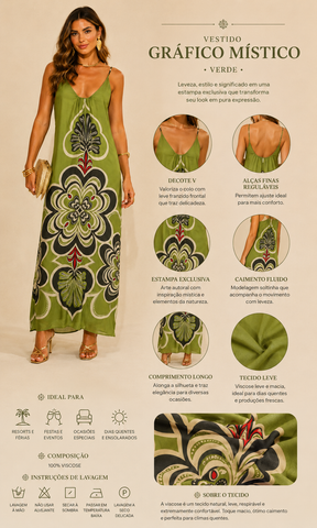 VESTIDO GRAFICO MISTICO VERDE