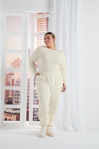 CALCA FEM EM MOLETOM C LINHO OFF WHITE