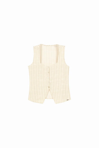 COLETE FEM TECIDO VISCOSE ESTAMPADO BEGE