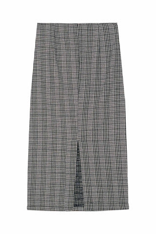 SAIA FEM EM TWEED XADREZ PRETO/BRANCO