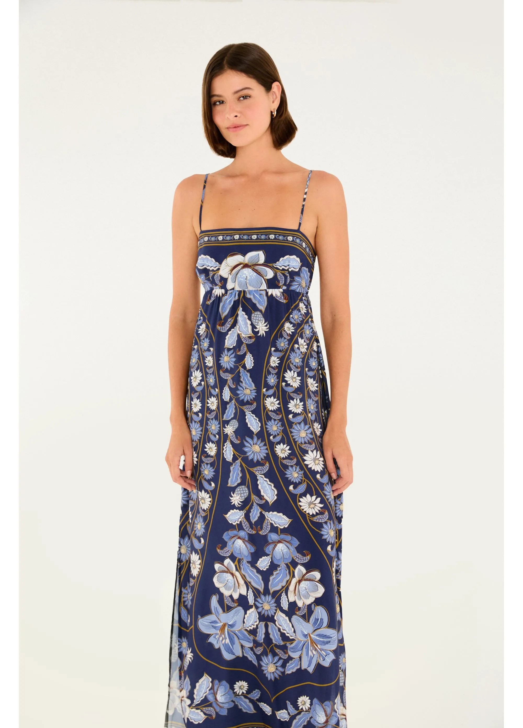 VESTIDO CROPPED MARCELLE FARM AZUL
