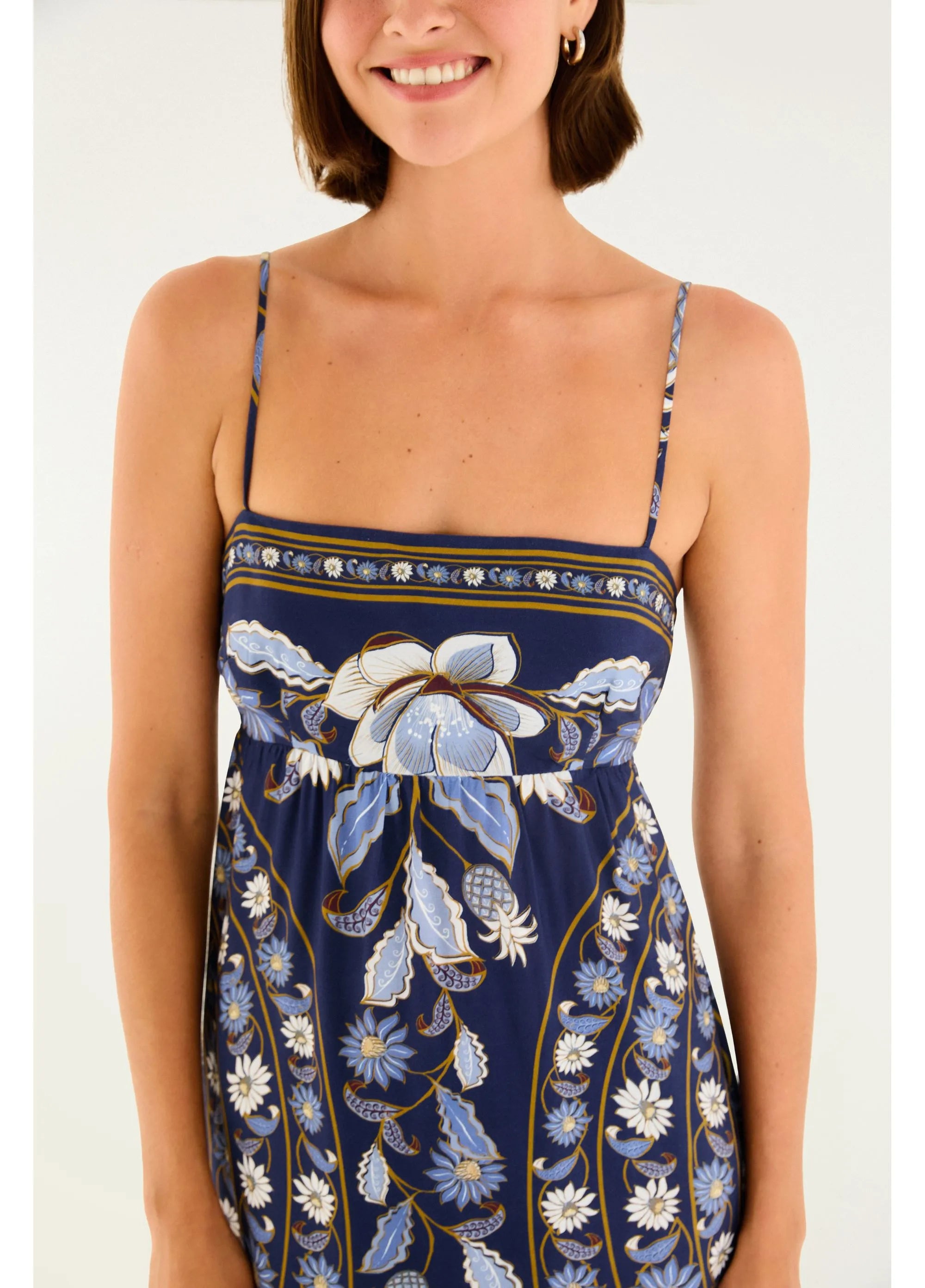 VESTIDO CROPPED MARCELLE FARM AZUL