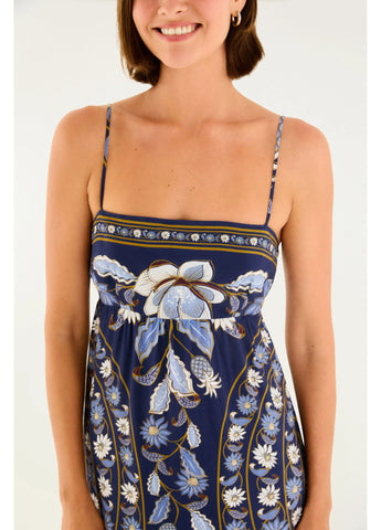 VESTIDO CROPPED MARCELLE FARM AZUL