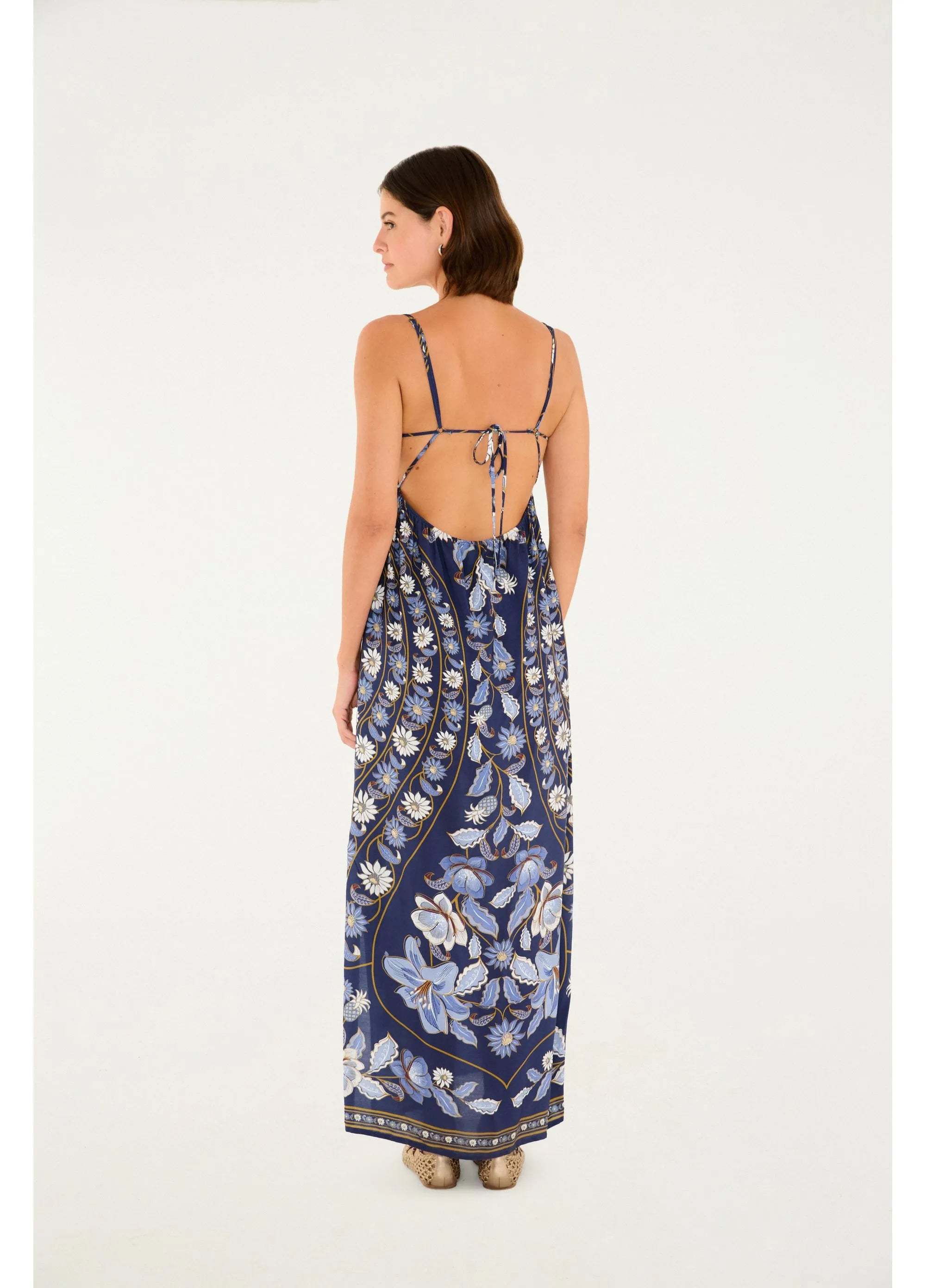 VESTIDO CROPPED MARCELLE FARM AZUL