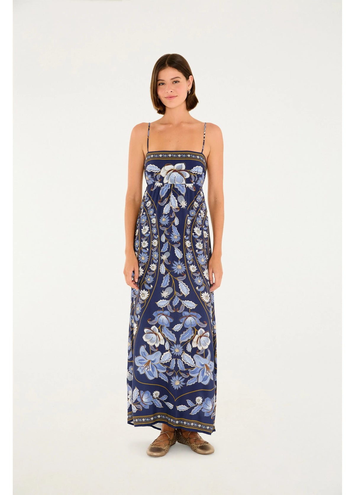 VESTIDO CROPPED MARCELLE FARM AZUL