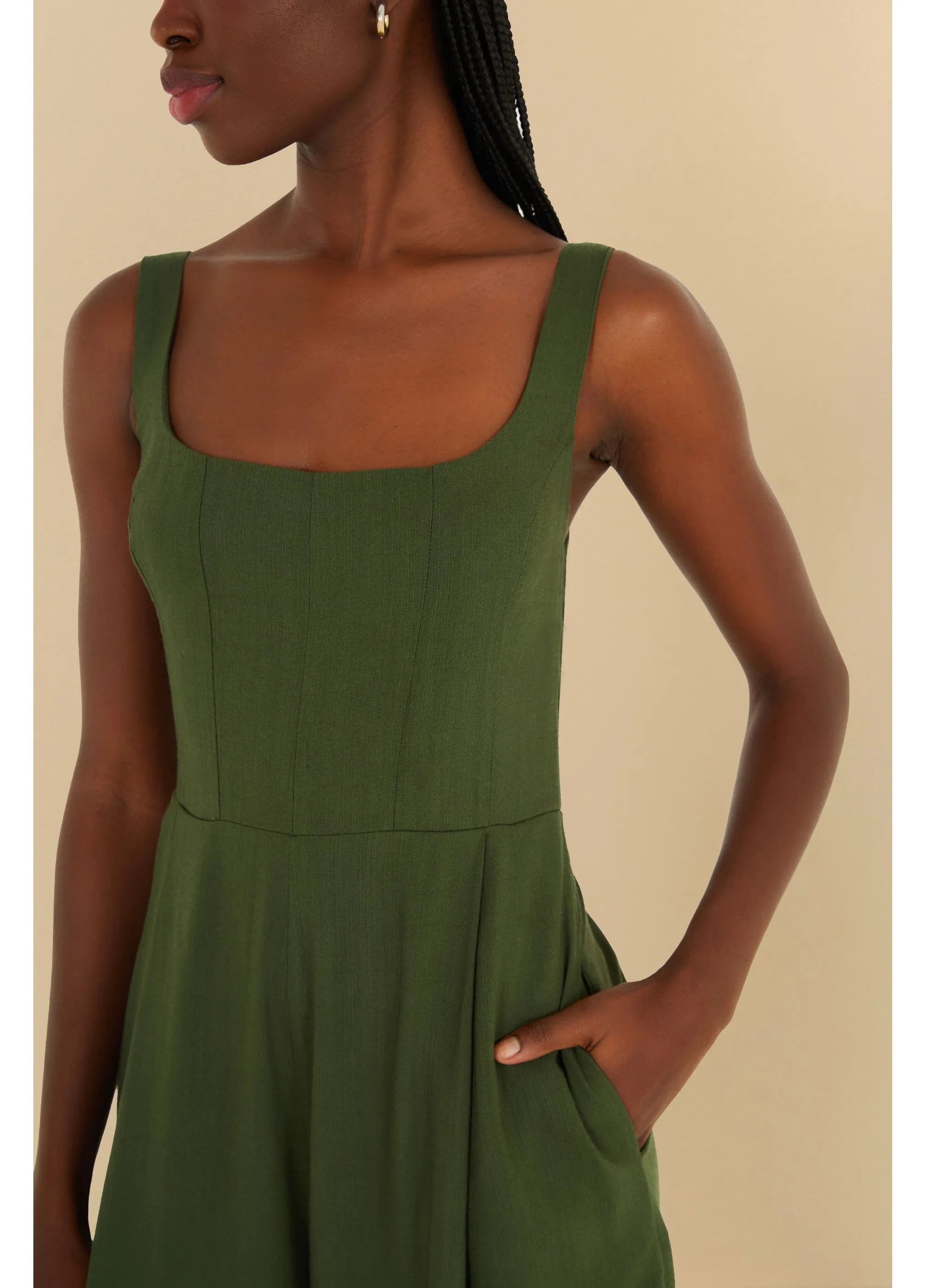 MACACAO FEM CORSELET RETO FARM VERDE MANDACARU