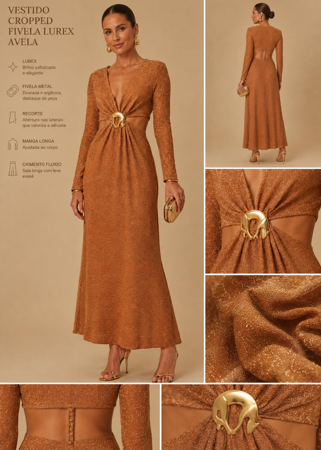 VESTIDO CROPPED FIVELA LUREX AVELA