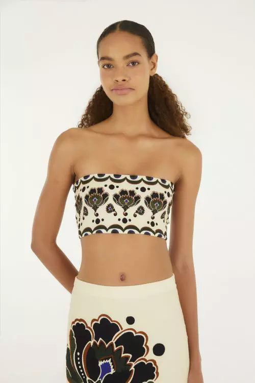 TOP RETO FLORAL ARABESQUE FARM OFF WHITE