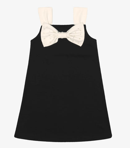 VESTIDO PONTO ROMA LACO PEROLA PRETO