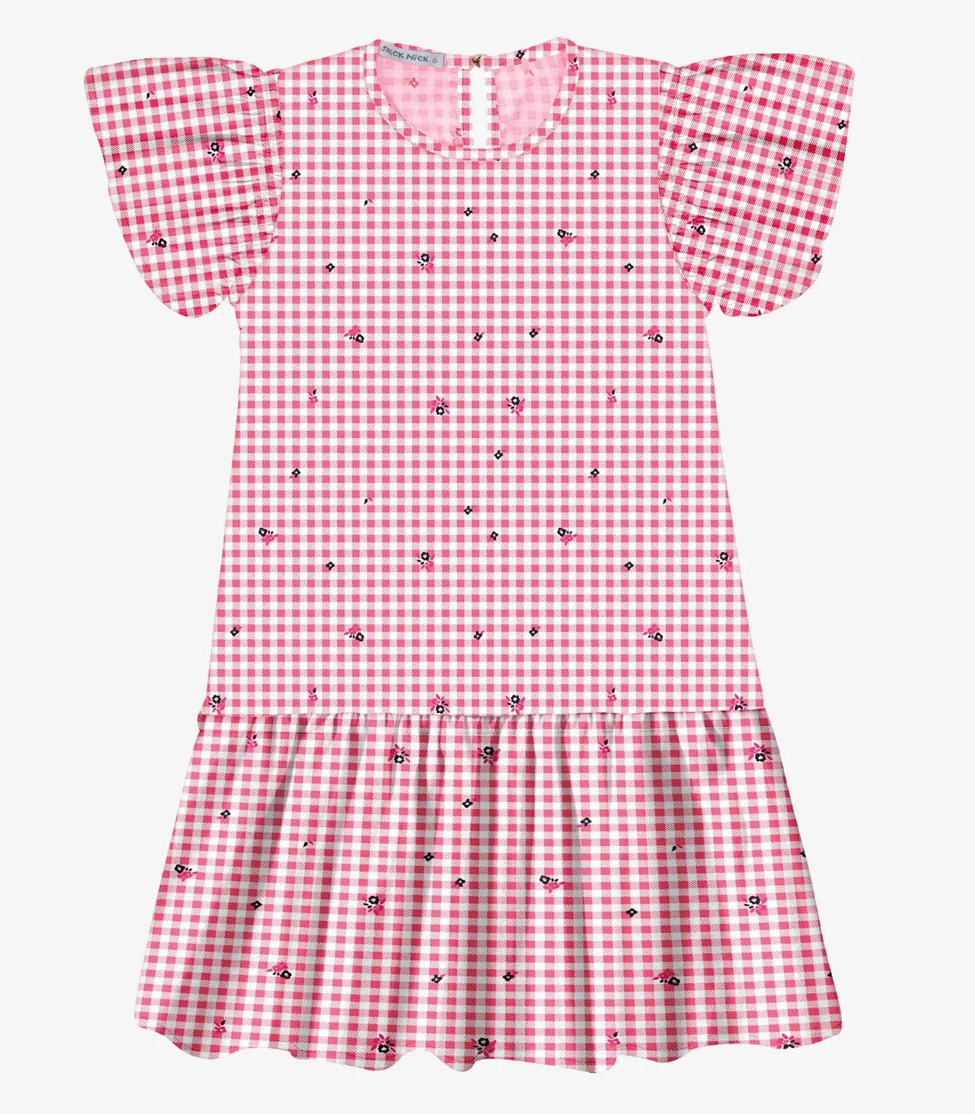 VESTIDO MC POPELINE XADREZ ROSA