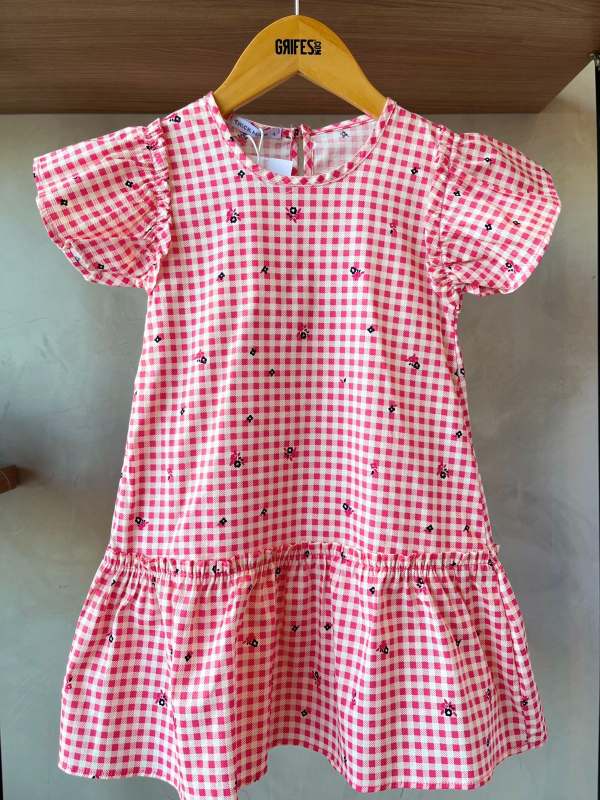 VESTIDO MC POPELINE XADREZ ROSA