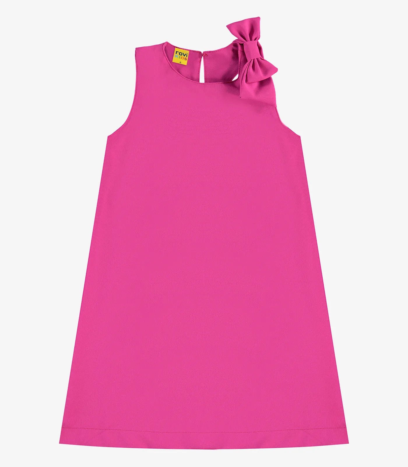 VESTIDO CREPE LIGHT DET LACO OMBRO ROSA