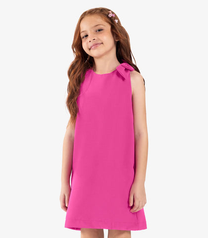 VESTIDO CREPE LIGHT DET LACO OMBRO ROSA