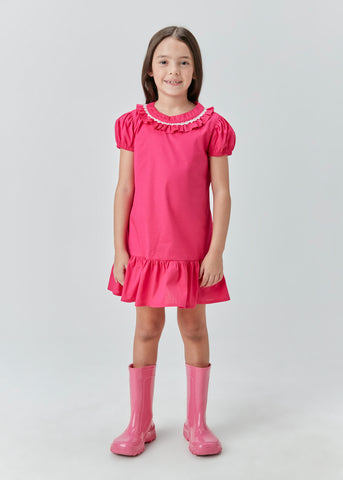 VESTIDO MC TRICOLINE DETALHE DE RENDA ROSA