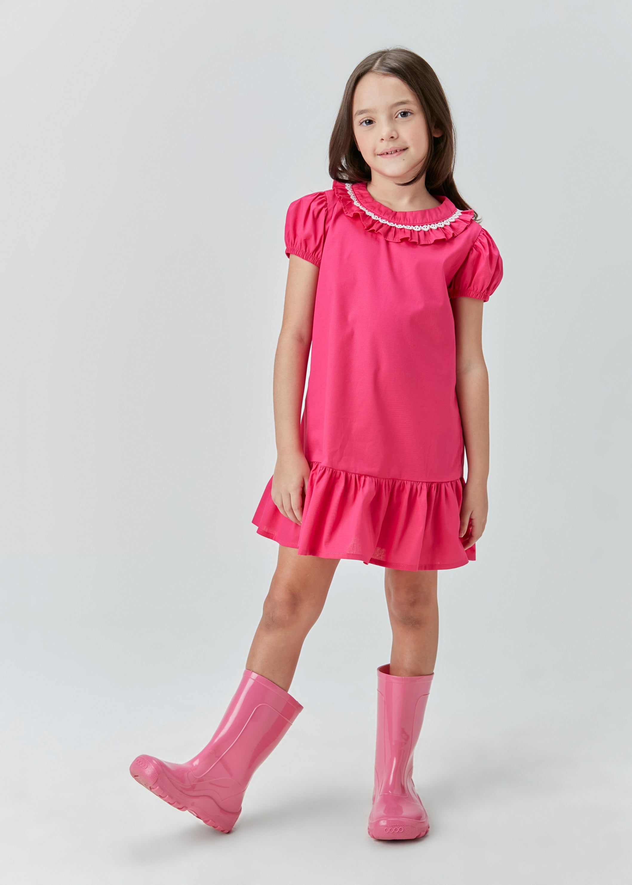 VESTIDO MC TRICOLINE DETALHE DE RENDA ROSA
