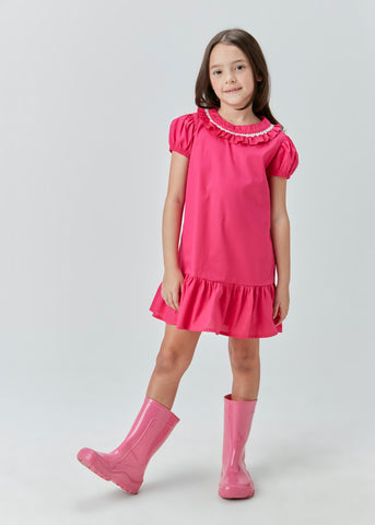 VESTIDO MC TRICOLINE DETALHE DE RENDA ROSA