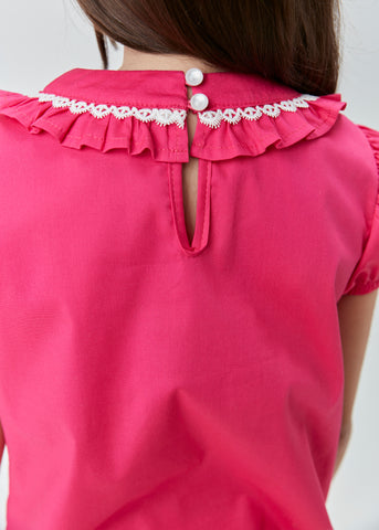 VESTIDO MC TRICOLINE DETALHE DE RENDA ROSA