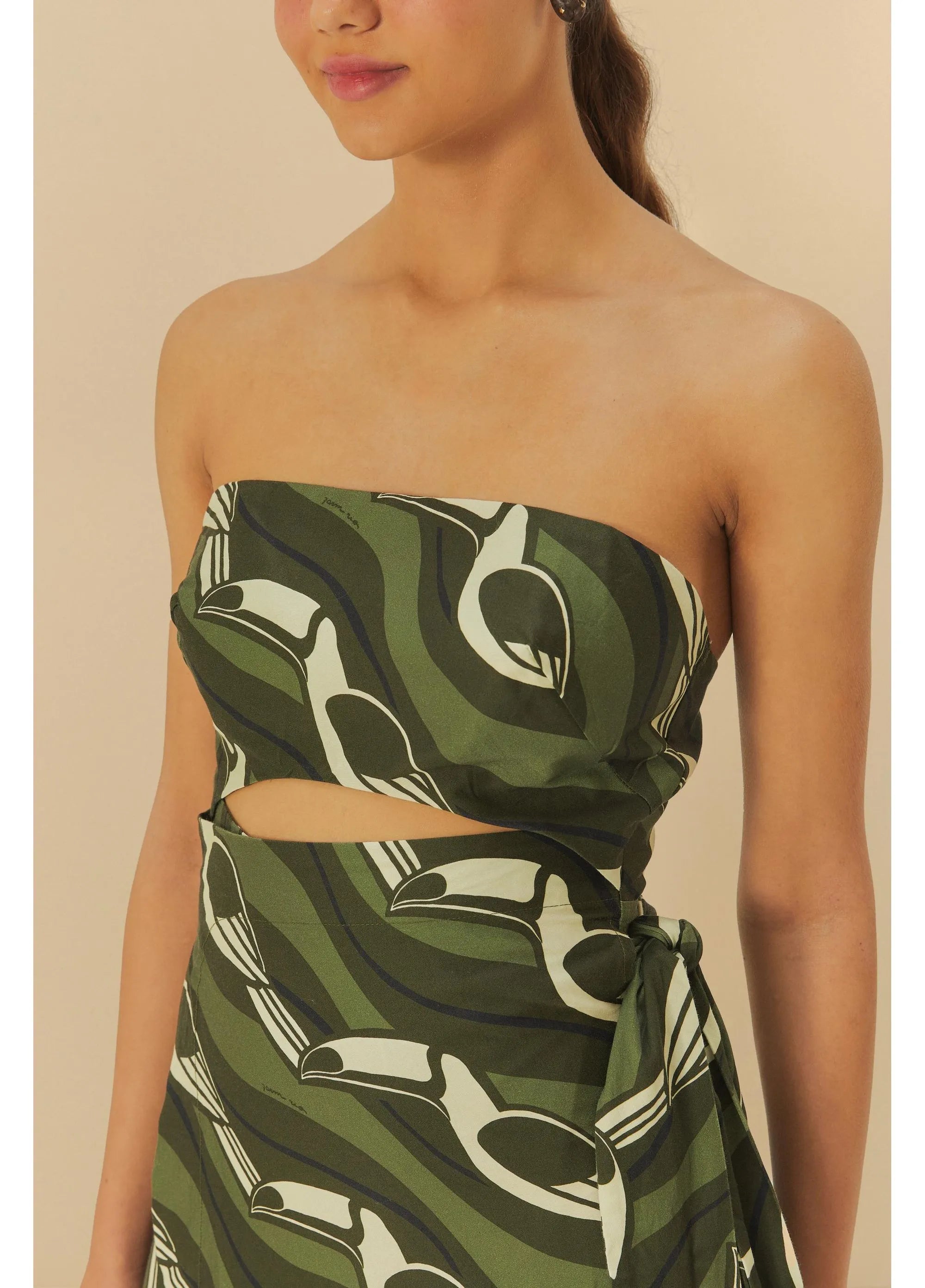 VESTIDO TUCANO GRAFICO FARM VERDE