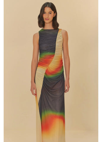 VESTIDO TULE CROPPED DEGRADE LATINA VERDE
