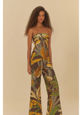 CALCA FEM FLARE FLORESTA SKETCH FARM MARROM