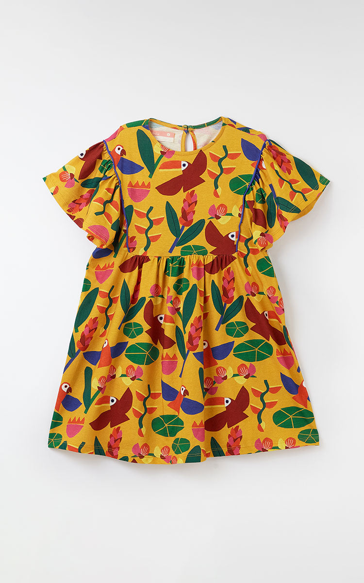 VESTIDO MALHA ESTRELA DAS AGUAS AMARELO MOSTARDA