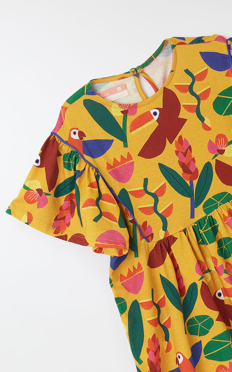 VESTIDO MALHA ESTRELA DAS AGUAS AMARELO MOSTARDA