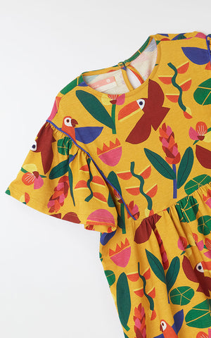 VESTIDO MALHA ESTRELA DAS AGUAS AMARELO MOSTARDA