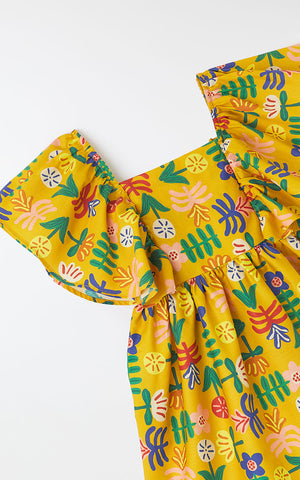 VESTIDO FLORINDO FABULA AMARELO MOSTARDA