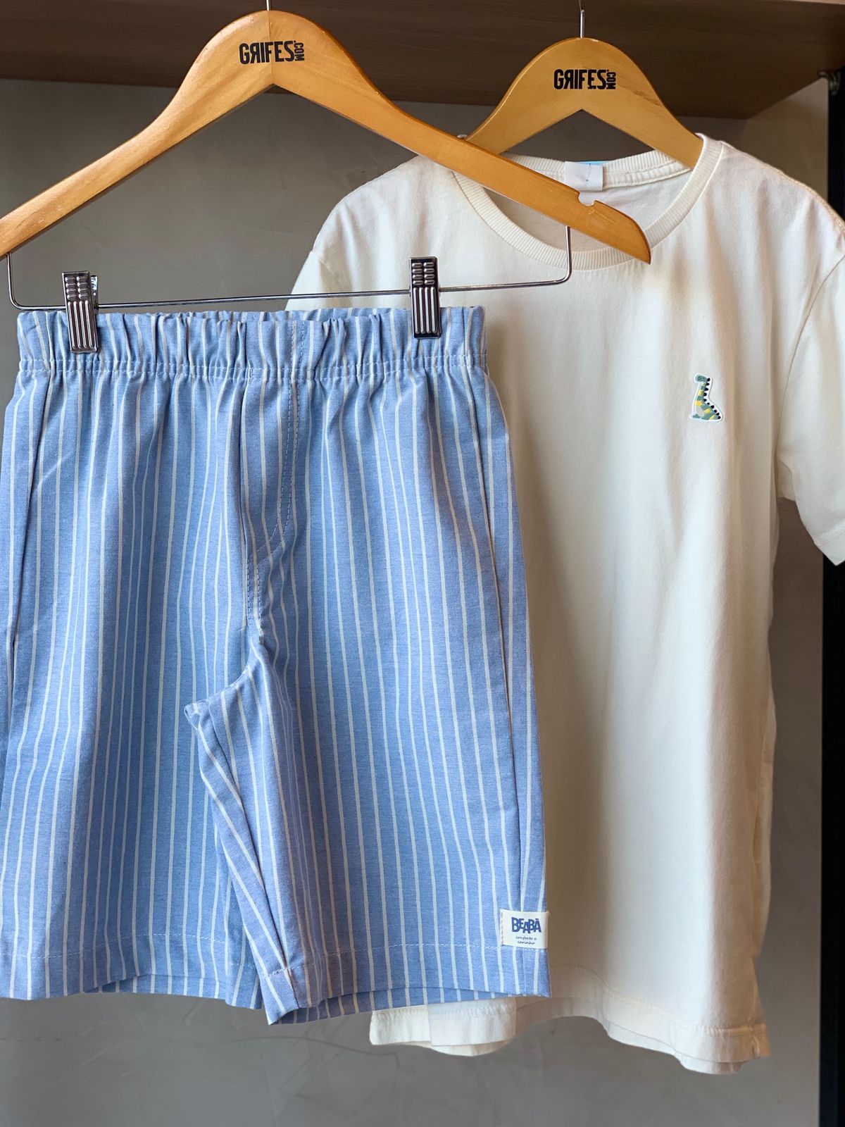 CONJ MAS CAM MALHA E BERM SARJA LIST AZUL CLARO