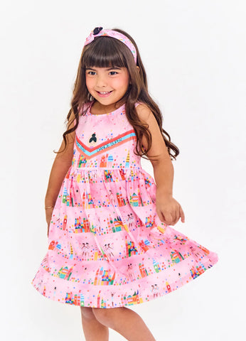 VESTIDO REINO DE MUITAS CORES ROSA