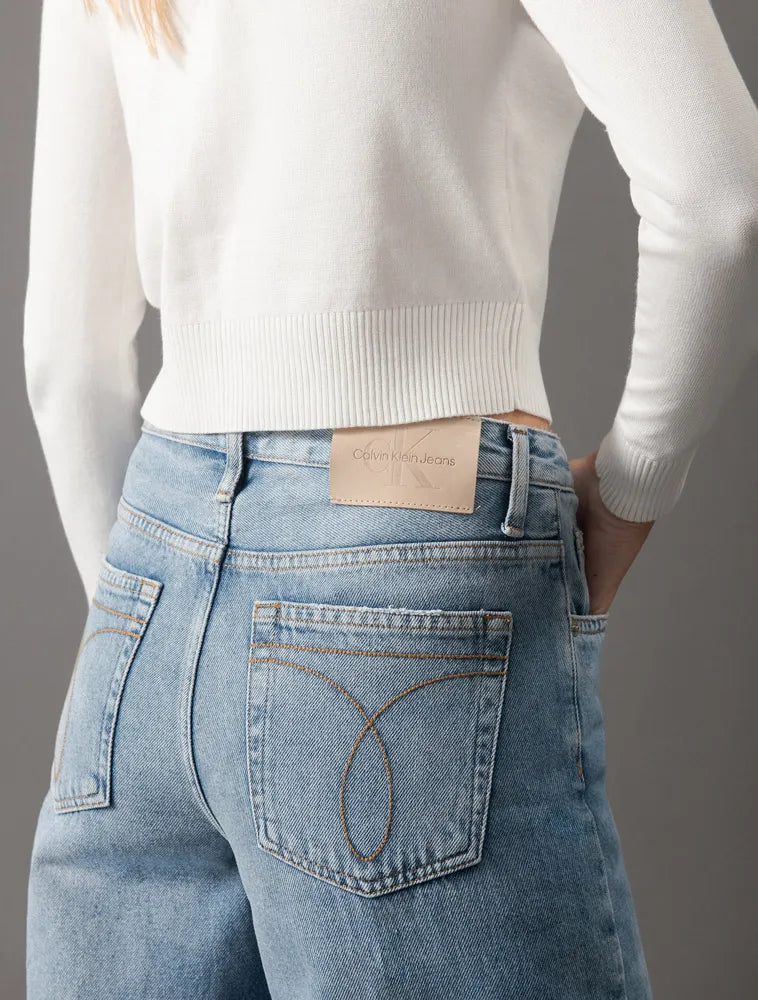 CALCA CKJ FEM JEANS WIDE LEG 5 POCKETS AZUL CLARO