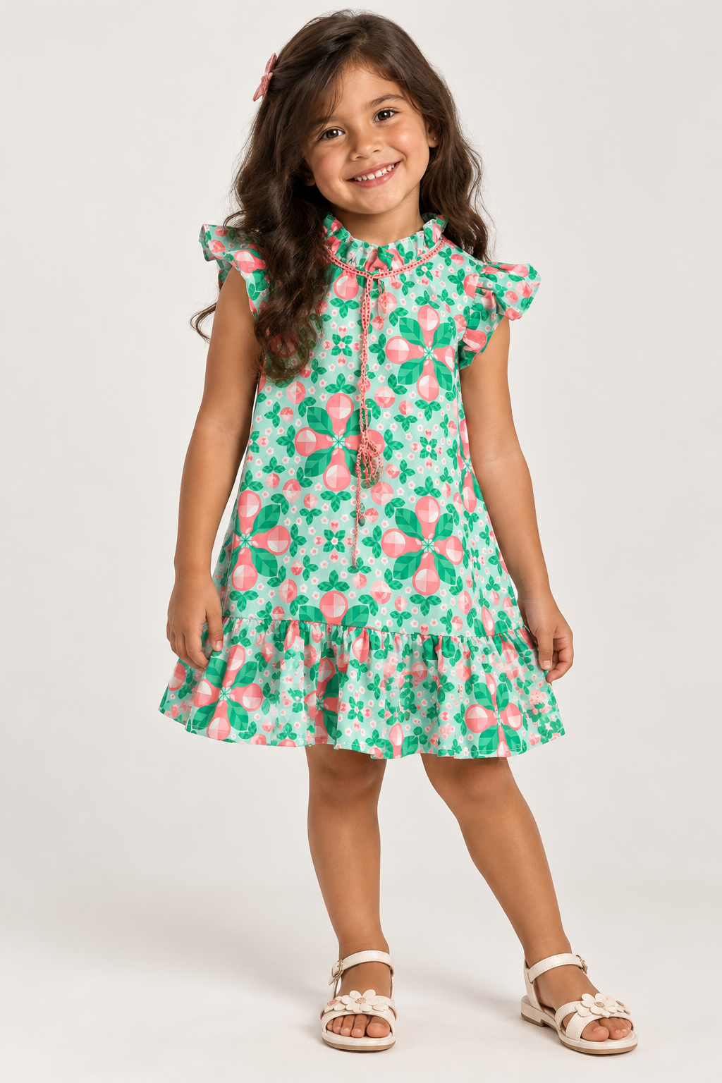 VESTIDO EST GOLA ALTA FEC AZELHA COSTAS VERDE CLARO