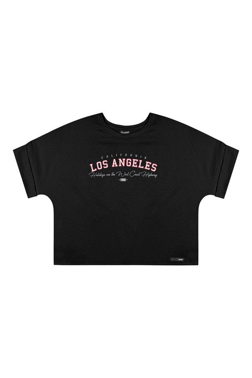 BLUSA FEM JUV MC EST LOS ANGELES PRETO