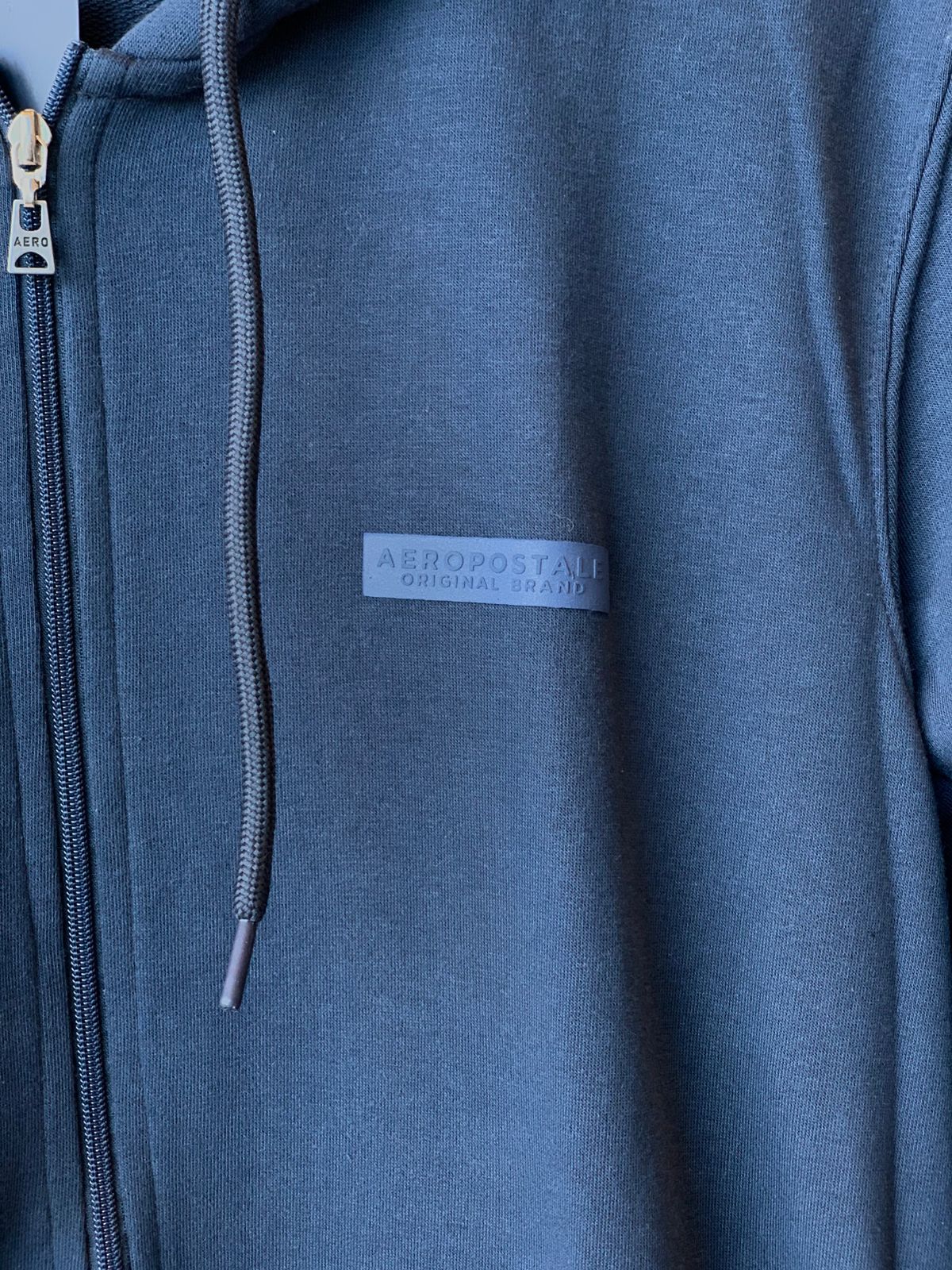 MOLETOM MAS ABERTO ZIP E CAP AEROPOSTALE MARINHO